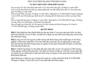 Quyết định 35/2008/QĐ-UBND quy định giao mặt nước biển, cho thuê mặt nước biển tổ chức, cá nhân nuôi trồng thủy sản