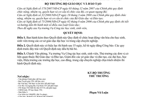 Quyết định 60/2008/QĐ-BGDĐT Quy định tổ chức hoạt động văn hóa cho học sinh, sinh viên trong các cơ sở giáo dục đại học và trung cấp chuyên nghiệp