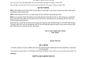 Quyết định 24/2008/QĐ-UBND tiêu chuẩn quy trình xét duyệt chính quyền vững mạnh