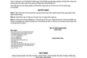 Quyết định 50/2008/QĐ-UBND công nhận nghề truyền thống làng nghề truyền thống