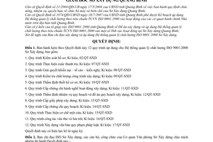 Quyết định 711/QĐ-SXD quy trình áp dụng cho Hệ thống quản lý chất lượng