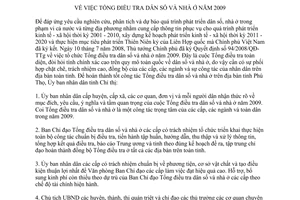 Chỉ thị 16/2008/CT-UBND tổng điều tra dân số và nhà ở năm 2009 Phú Thọ