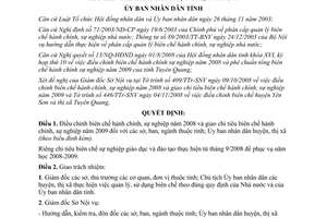 Quyết định số 631/QĐ-UBND 2008 điều chỉnh chỉ tiêu biên chế hành chính sự nghiệp Tuyên Quang 2009