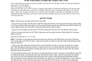 Nghị quyết 21/2008/QH12 dự toán ngân sách nhà nước năm 2009