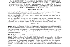 Quyết định 4392/QĐ-BYT bãi bỏ Quyết định 33/2008/QĐ-BYT hành tiêu chuẩn sức khỏe người khuyết tật điều khiển xe mô tô, xe gắn máy ba bánh