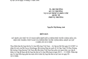 Biên bản kỳ họp lần thứ tư Ủy ban hỗn hợp giữa Việt Nam Arập Ai Cập Cairo 2008