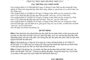 Quyết định 196/QĐ-CN-VP  thủ tục hành chính thời gian giải quyết các lĩnh vực thực hiện mô hình một cửa