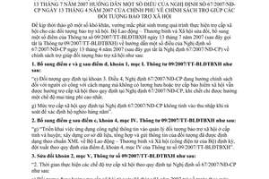 Thông tư 26/2008/TT-BLĐTBXH chính sách trợ giúp bảo trợ xã hội sửa đổi 09/2007/TT-BLĐTBXH