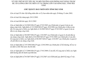 Quyết định 1657/QĐ-UBND năm 2008 giải phóng mặt bằng Dự án Luồng tàu biển sông Hậu Trà Vinh