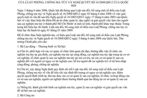 Chỉ thị 32/2008/CT-TTg tổ chức triển khai thi hành Luật sửa đổi Luật phòng, chống ma túy Nghị quyết 16/2008/QH12
