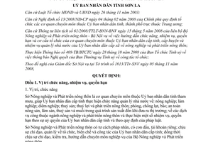 Quyết định 22/2008/QĐ-UBND chức năng nhiệm vụ quyền hạn Sở Nông nghiệp Sơn La