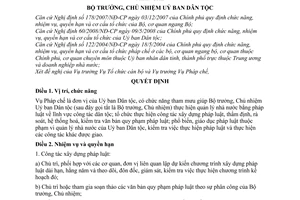 Quyết định 343/QĐ-UBDT quy định chức năng, nhiệm vụ, quyền hạn và cơ cấu tổ chức của Vụ Pháp chế