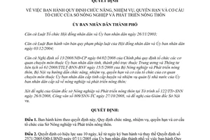 Quyết định 1898/2008/QĐ-UBND cơ cấu tổ chức Sở Nông nghiệp Hải Phòng