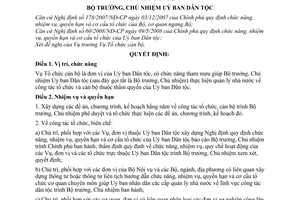 Quyết định 345/QĐ-UBDT quy định chức năng, nhiệm vụ, quyền hạn và cơ cấu tổ chức của Vụ Tổ chức cán bộ