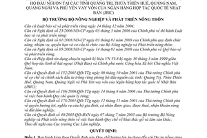 Quyết định 109/2008/QĐ-BNN Quy chế hưởng lợi áp dụng dự án trồng rừng phòng hộ đầu nguồn tại các tỉnh Quảng Trị, Thừa Thiên Huế