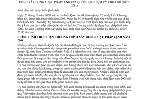 Báo cáo 184/BC-UBTVQH12 giải trình tiếp thu ý kiến đại biểu quốc hội dự kiến chương trình xây dựng luật pháp lệnh 2009