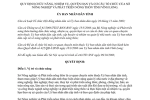 Quyết định 2248/QĐ-UBND 2008 nhiệm vụ cơ cấu tổ chức Sở Nông nghiệp Phát triển nông thôn Vĩnh Long