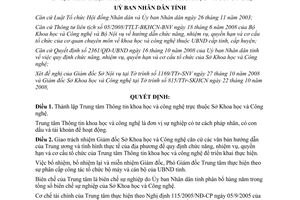 Quyết định số 2585/QĐ-UBND 2008 Trung tâm Thông tin khoa học công nghệ Thừa Thiên Huế