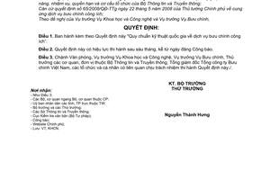 Quyết định 50/2008/QĐ-BTTTT "Quy chuẩn kỹ thuật quốc gia về dịch vụ bưu chính công ích”