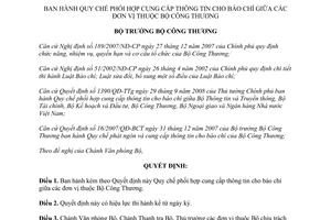 Quyết định 6036/QĐ-BCT 2008 Quy chế phối hợp cung cấp thông tin báo chí đơn vị thuộc Bộ Công Thương