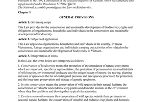 Law No. 20/2008/QH12 of November 13, 2008, on biodiversity