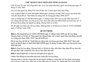 Quyết định 2417/QĐ-UBND đưa người lao động đi làm việc nước ngoài theo hợp đồng An Giang 2008 2010