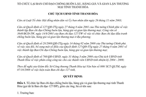 Quyết định 3628/QĐ-UBND 2008 lập lại Ban chỉ đạo buôn lậu giả gian lận thương mại Thanh Hóa