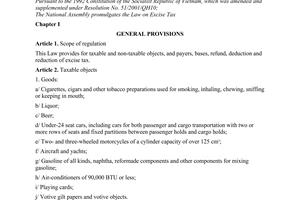 Law No. 27/2008/QH12 of November 14, 2008, on Excise Tax