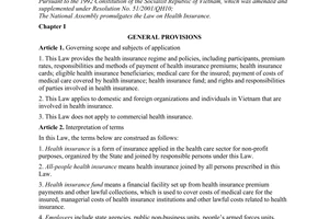 Law No. 25/2008/QH12 of November 14, 2008, on health insurance