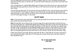 Quyết định 315/2008/QĐ-UBND Quy định giải quyết thủ tục hành chính cơ chế