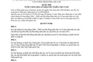 Nghị quyết 25/2008/QH12 kéo dài nhiệm kỳ hoạt động 2004 – 2009 của Hội đồng nhân dân và Ủy ban nhân dân các cấp
