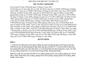 Quyết định 1658/QĐ-TTg hỗ trợ kinh phí, gạo cứu đói cho địa phương để khắc phục hậu quả cơn bão số 7 và mưa lũ