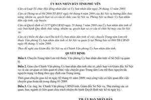 Quyết định 1868/QĐ-UBND 2008 chuyển trung tâm lưu trữ về Sở nội vụ Phú Yên