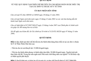Quyết định 2602/QĐ-UBND năm 2008 chế độ tiền ăn bệnh nhân điều trị Sở Y tế Thừa Thiên Huế
