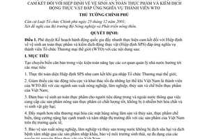 Quyết định 47/2008/QĐ-TTg phê duyệt Kế hoạch hành động quốc gia đẩy nhanh cam kết Hiệp định vệ sinh an toàn thực phẩm và kiểm dịch động thực vật