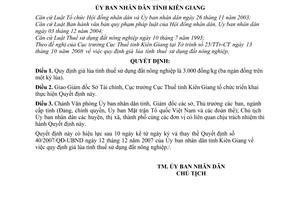Quyết định 37/2008/QĐ-UBND  giá lúa tính thuế sử dụng đất nông nghiệp trên địa bàn tỉnh Kiên Giang