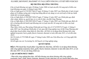 Quyết định 41/2008/QĐ-BCT phê duyệt quy hoạch phân vùng thăm dò, khai thác, chế biến và sử dụng nhóm khoáng chất công nghiệp