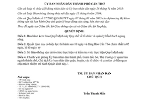 Quyết định 96/2008/QĐ-UBND tổ chức quản lý bến khách ngang sông Cần Thơ