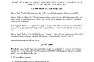 Quyết định 1879/QĐ-UBND 2008 sửa đổi chức năng nhiệm vụ Sở Nội vụ Phú Yên