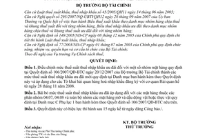 Quyết định 107/2008/QĐ-BTC điều chỉnh mức thuế suất thuế nhập khẩu ưu đãi nhóm mặt hàng trong biểu thuế nhập khẩu ưu đãi