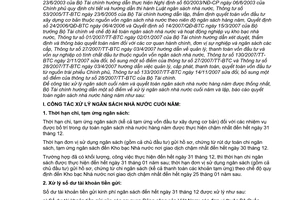 Thông tư 108/2008/TT-BTC hướng dẫn xử lý ngân sách cuối năm lập, báo cáo quyết toán ngân sách nhà nước hàng năm