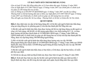 Quyết định 48/2008/QĐ-UBND chính sách trợ giúp bộ đội xuất ngũ bị bệnh tâm thần trên địa bàn thành phố Đà Nẵng