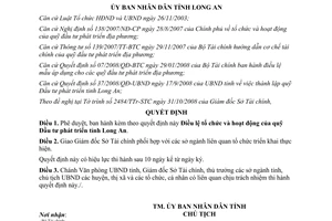 Quyết định 57/2008/QĐ-UBND điều lệ tổ chức hoạt động quỹ Đầu tư phát triển Long An