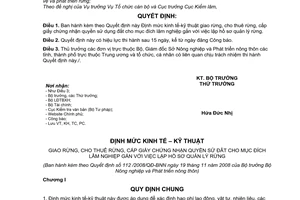 Quyết định 112/2008/QĐ-BNN định mức kinh tế-kỹ thuật giao rừng, cho thuê rừng, cấp giấy chứng nhận quyền sử dụng đất cho mục đích lâm nghiệp