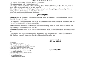 Quyết định 1685/QĐ-TTg đổi tên Cục Nhà giáo, Cán bộ quản lý giáo dục thành Cục Nhà giáo và Cán bộ quản lý cơ sở giáo dục thuộc Bộ Giáo dục và Đào tạo