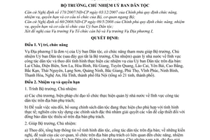 Quyết định 351/QĐ-UBDT quy định chức năng, nhiệm vụ, quyền hạn và cơ cấu tổ chức của Vụ Địa phương I