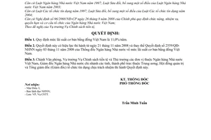 Quyết định 2809/QĐ-NHNN mức lãi suất cơ bản bằng đồng Việt Nam