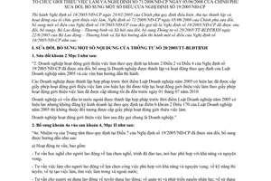 Thông tư 27/2008/TT-BLĐTBXH sửa đổi 20/2005/TT-BLĐTBXH thành lập hoạt động tổ chức giới thiệu việc làm