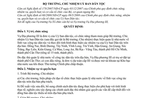 Quyết định 353/QĐ-UBDT quy định chức năng, nhiệm vụ, quyền hạn và cơ cấu tổ chức của Vụ Địa phương III