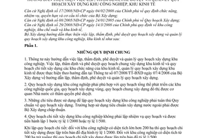 Thông tư 19/2008/TT-BXD hướng dẫn lập, thẩm định, phê duyệt quản lý quy hoạch xây dựng khu công nghiệp, khu kinh tế